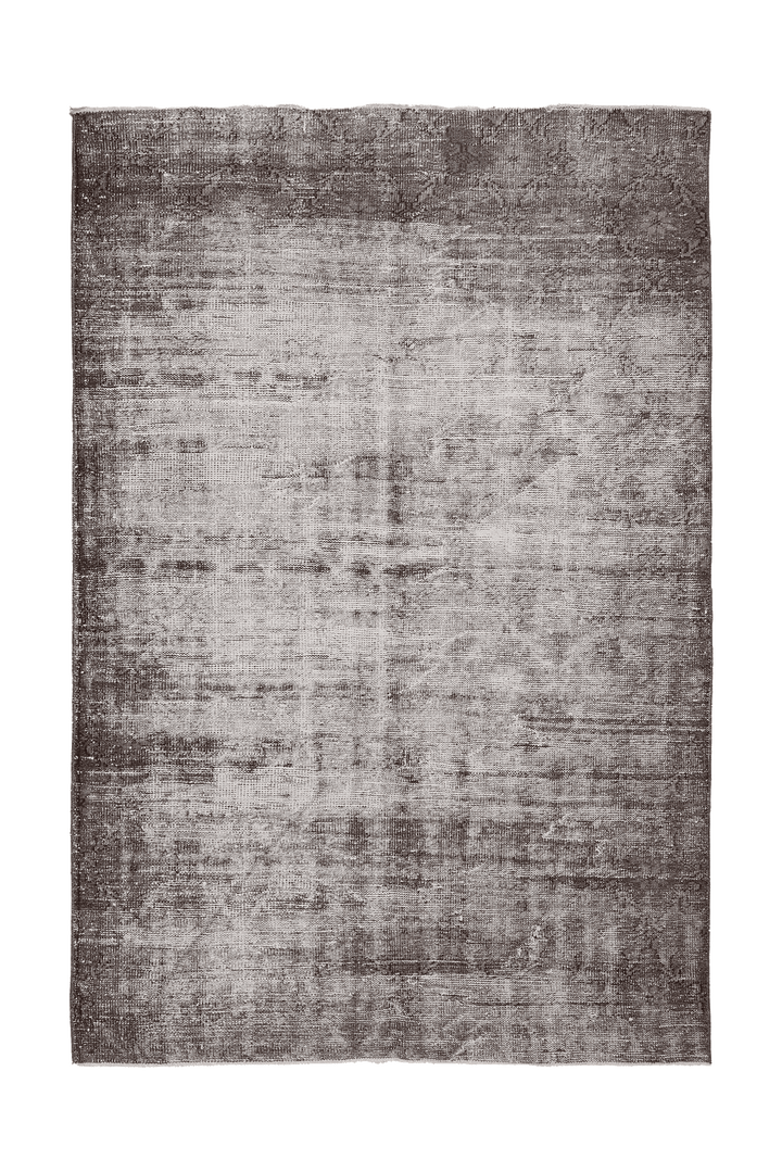 Vintage Isparta Turkish Area Rug 5x8 ft — Gray & Brown Distressed