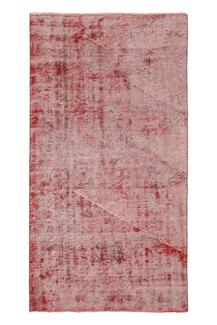 Vintage Manisa Turkish Runner Rug 2x5 ft — Red & Pink Distressed