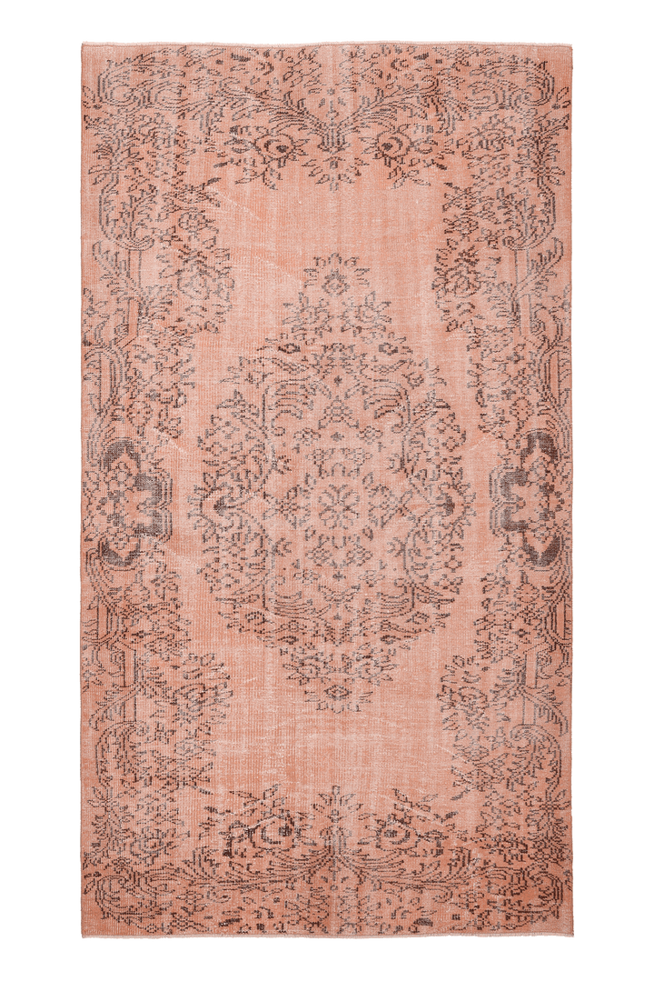 Vintage Isparta Turkish Area Rug 5x10 ft — Orange & Brown Floral