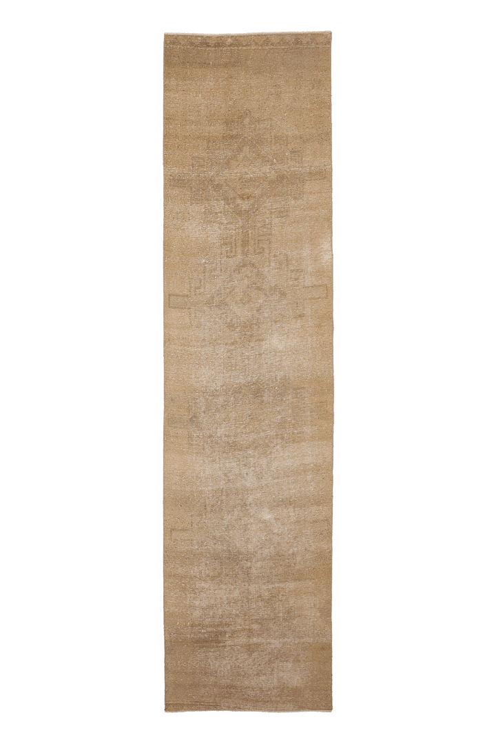 Vintage Malatya Turkish Runner Rug 2x11 ft — Beige Distressed