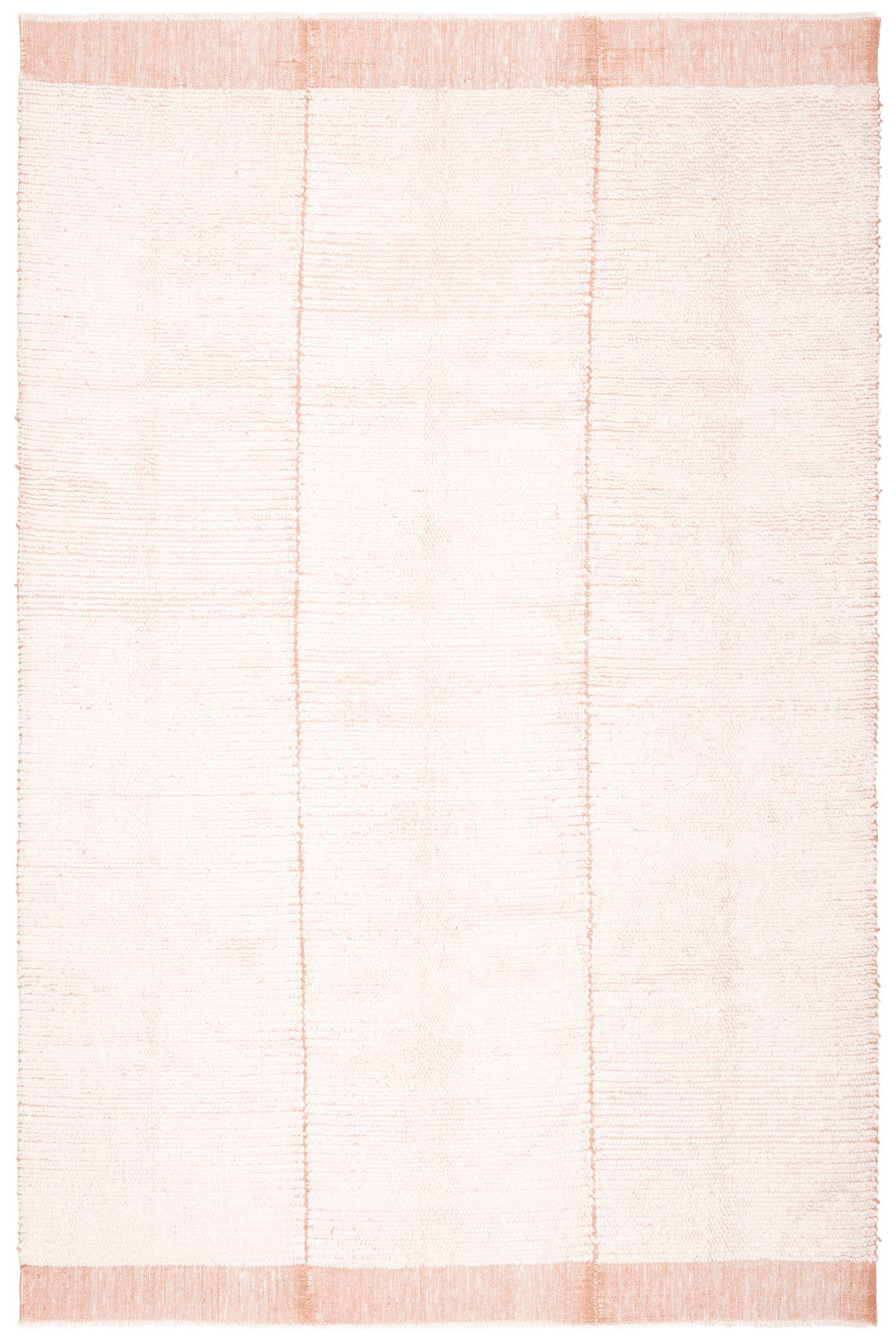Handwoven apricot shaggy wool rug with a soft high-pile texture and subtle striped design for a cozy, modern aesthetic.
