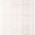 Silver gray handwoven shaggy wool rug with a soft high-pile texture and subtle vertical striped detailing.
