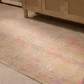 Vintage Isparta Turkish Area Rug 3x8 ft — Beige & Pink Floral