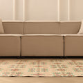 Vintage Isparta Turkish Area Rug 4x7 ft — Beige & Brown Floral