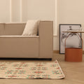 Vintage Isparta Turkish Area Rug 4x7 ft — Beige & Brown Floral