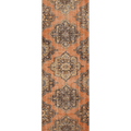 Vintage Konya Turkish Runner Rug 3x12 ft — Orange & Brown Floral