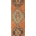 Vintage Malatya Turkish Runner Rug 3x12 ft — Orange & Brown Geometric (No. 20891)
