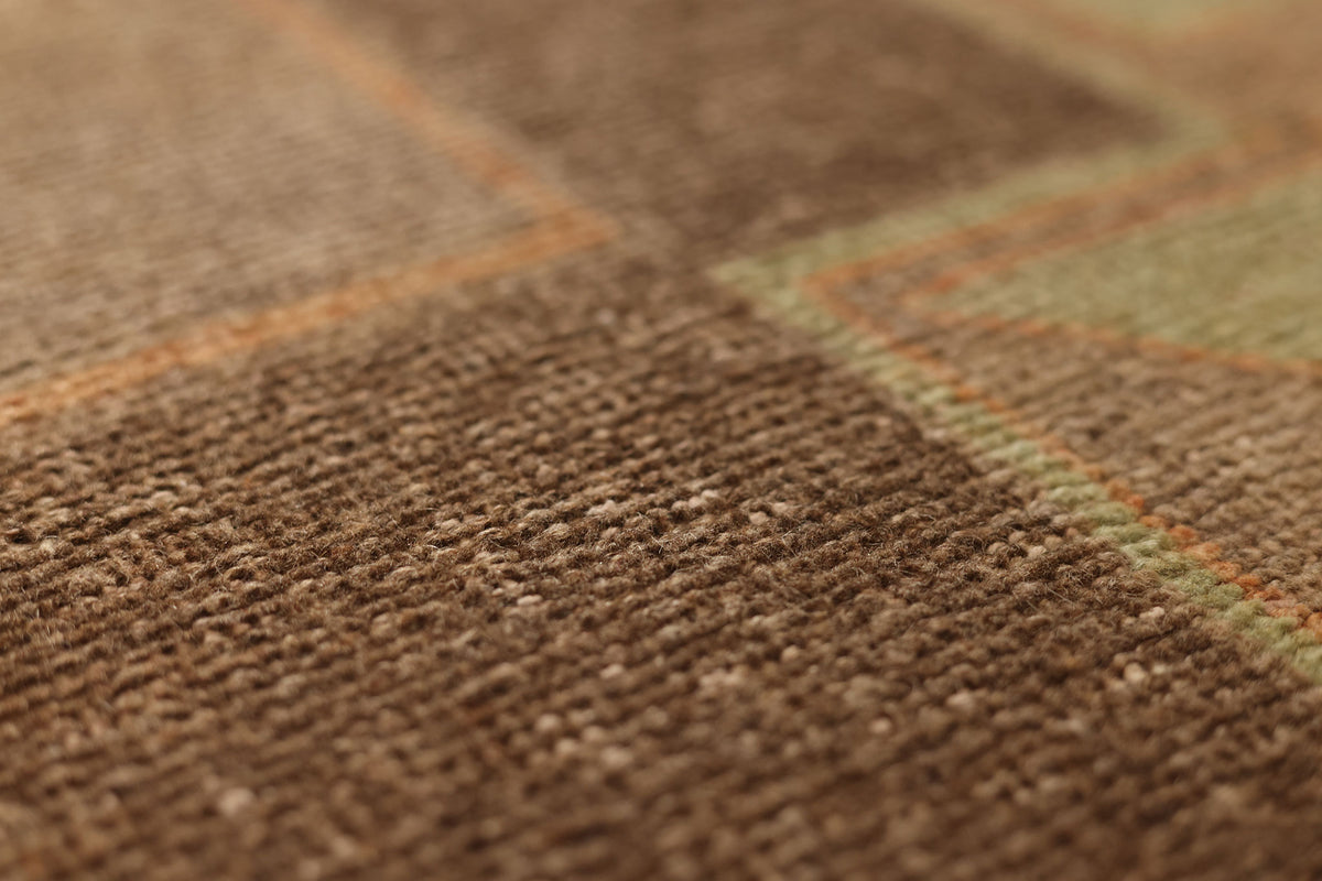 Vintage Malatya Turkish Runner Rug 3x12 ft — Orange & Brown Geometric (No. 20891)