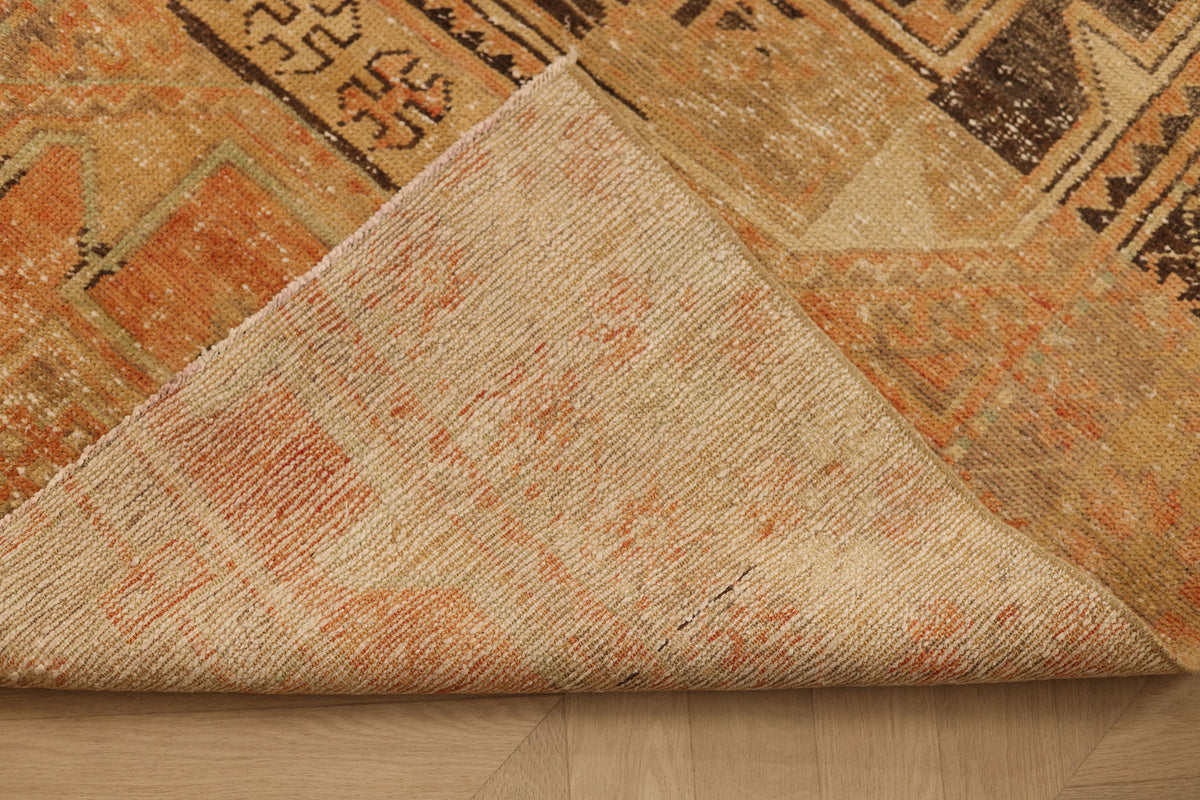 Vintage Malatya Turkish Runner Rug 3x10 ft — Orange & Beige Distressed