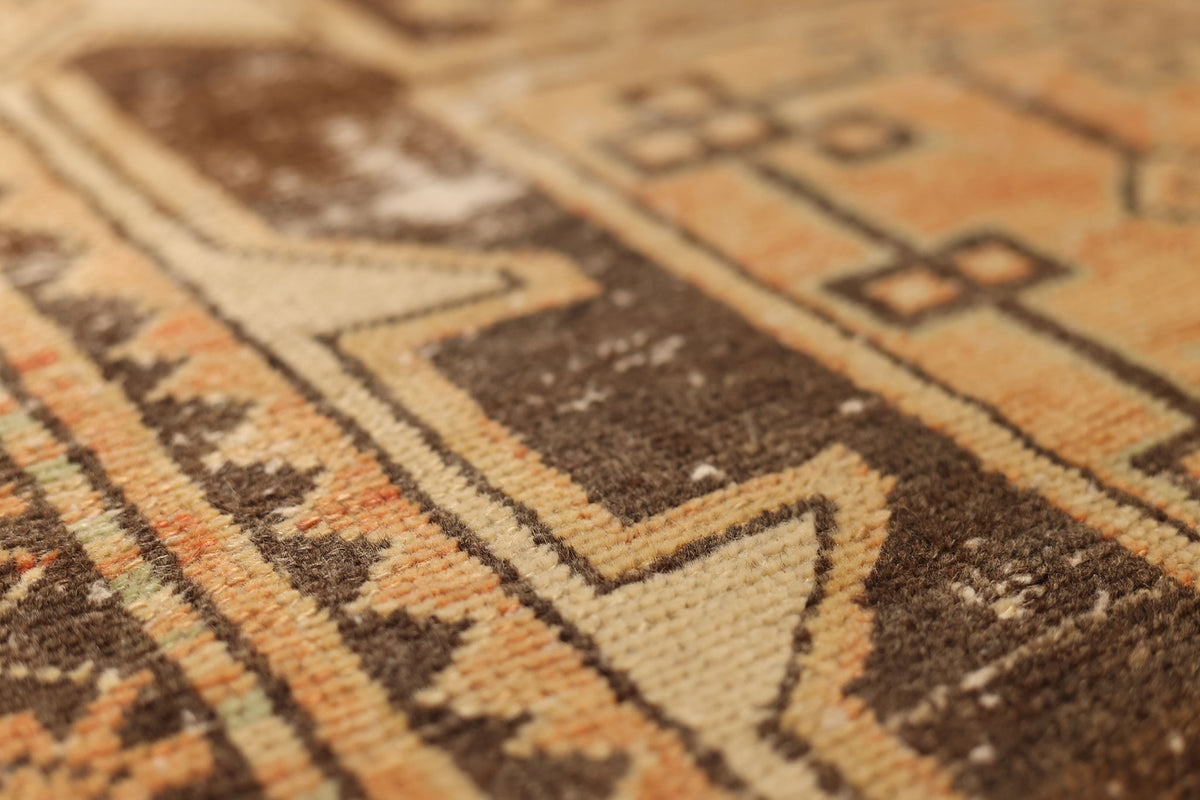 Vintage Malatya Turkish Runner Rug 3x10 ft — Orange & Beige Distressed
