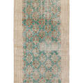 Vintage Isparta Turkish Area Rug 2x5 ft — Green & Beige Distressed