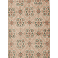 Vintage Isparta Turkish Area Rug 4x6 ft — Beige & Green Floral