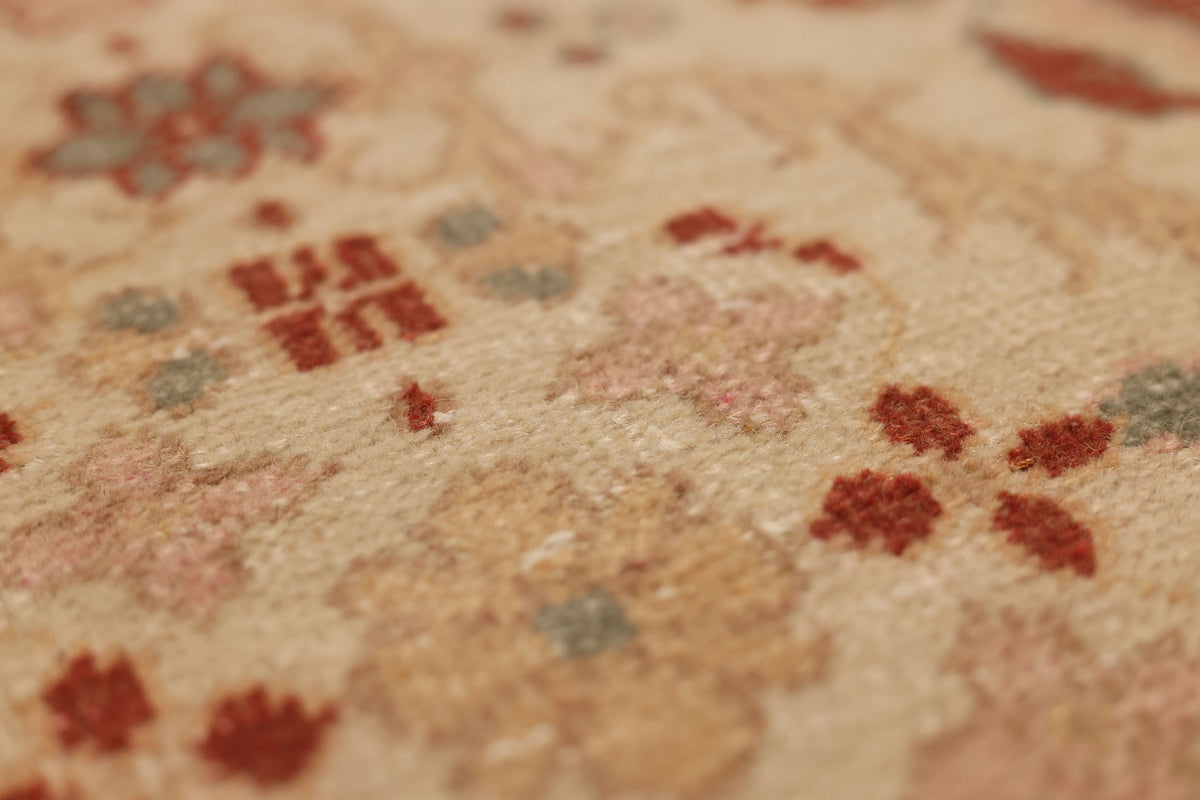 Vintage Isparta Turkish Runner Rug 2x8 ft — Beige & Red Floral