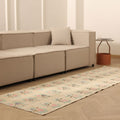 Vintage Manisa Turkish Runner Rug 2x9 ft — Beige & Pink Floral