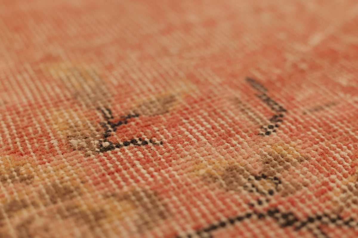 Vintage Isparta Turkish Runner Rug 2x10 ft — Orange & Beige Distressed