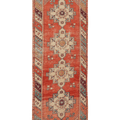 Vintage Niğde Turkish Runner Rug 3x9 ft — Red & Beige Geometric
