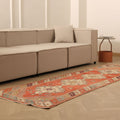 Vintage Niğde Turkish Runner Rug 3x9 ft — Red & Beige Geometric