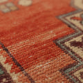 Vintage Niğde Turkish Runner Rug 3x9 ft — Red & Beige Geometric
