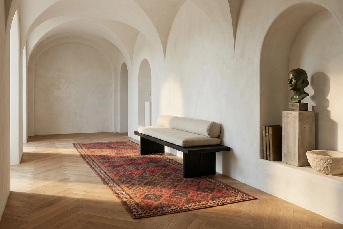Persian Style Runner Rug in a styled room