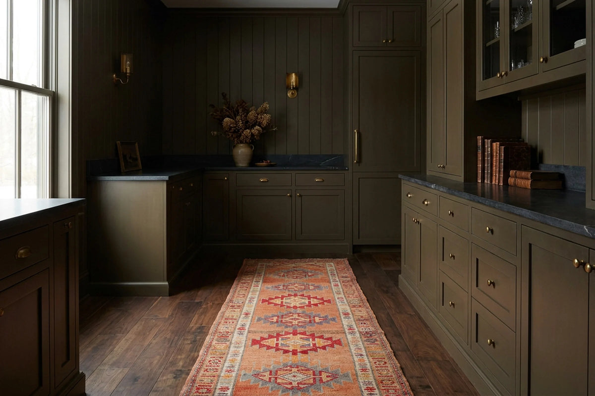 Persian Style Runner Rug in a styled room