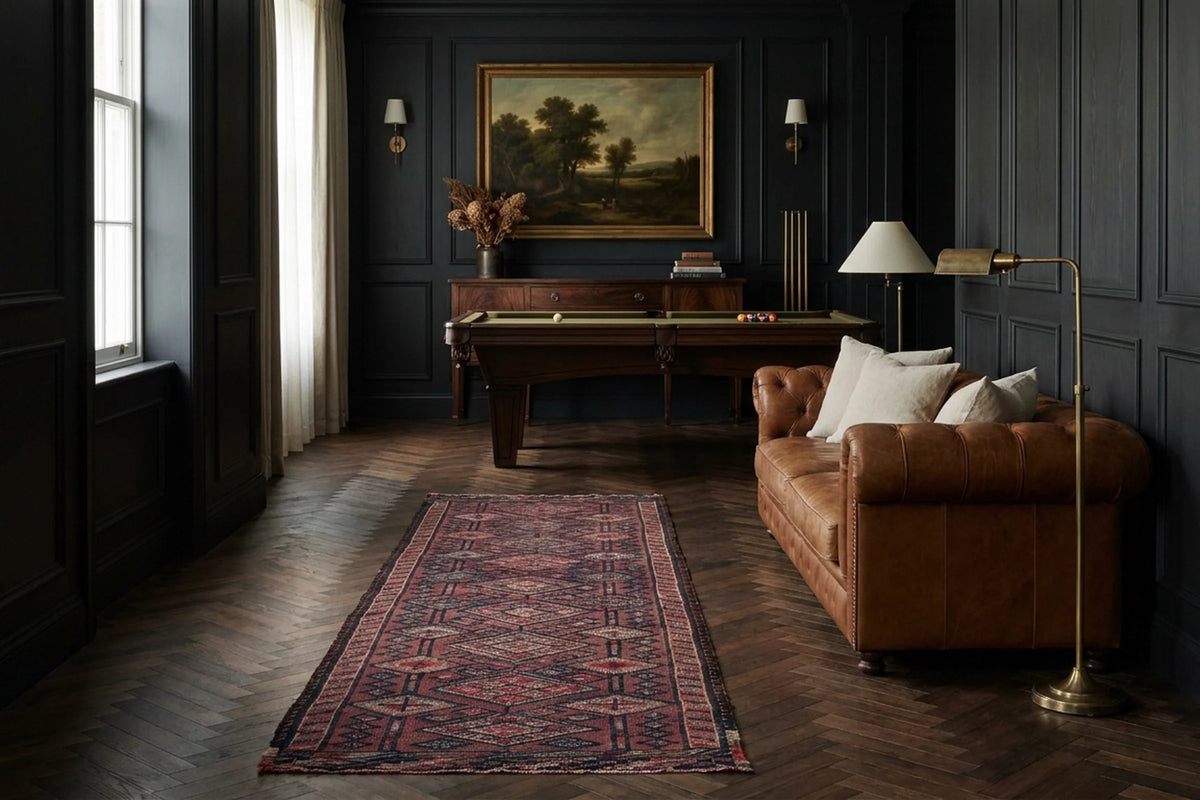 Persian Style Runner Rug in a styled room
