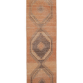 Vintage Malatya Turkish Runner Rug 3x12 ft — Orange & Brown Geometric (No. 21109)