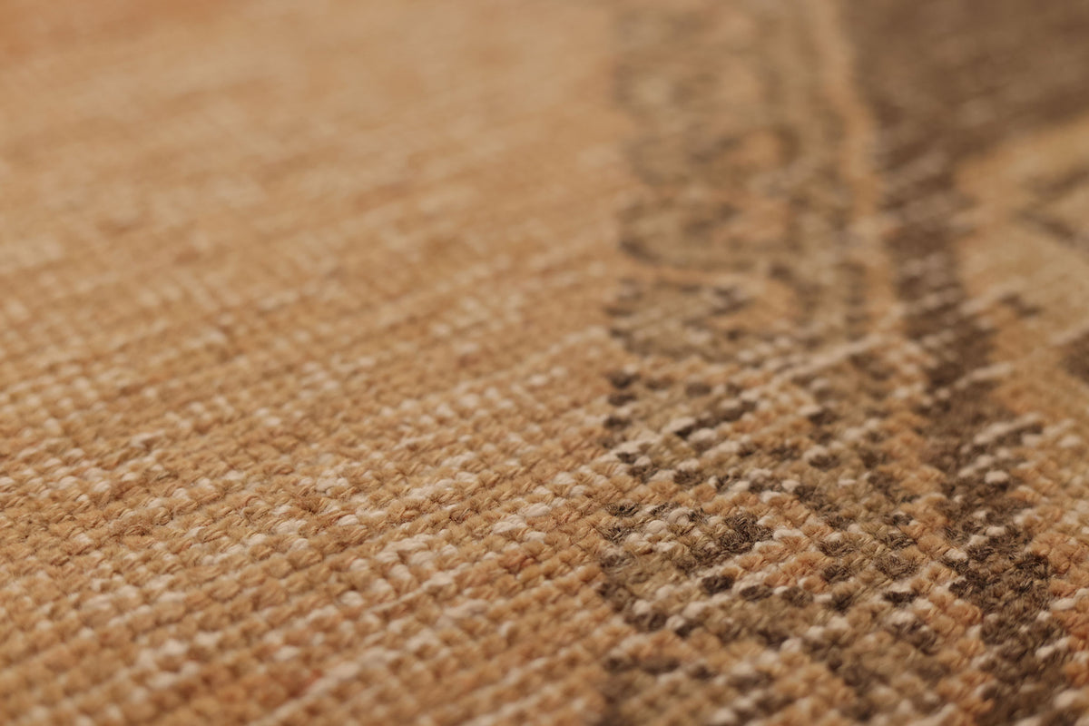 Vintage Malatya Turkish Runner Rug 3x12 ft — Orange & Brown Geometric (No. 21109)
