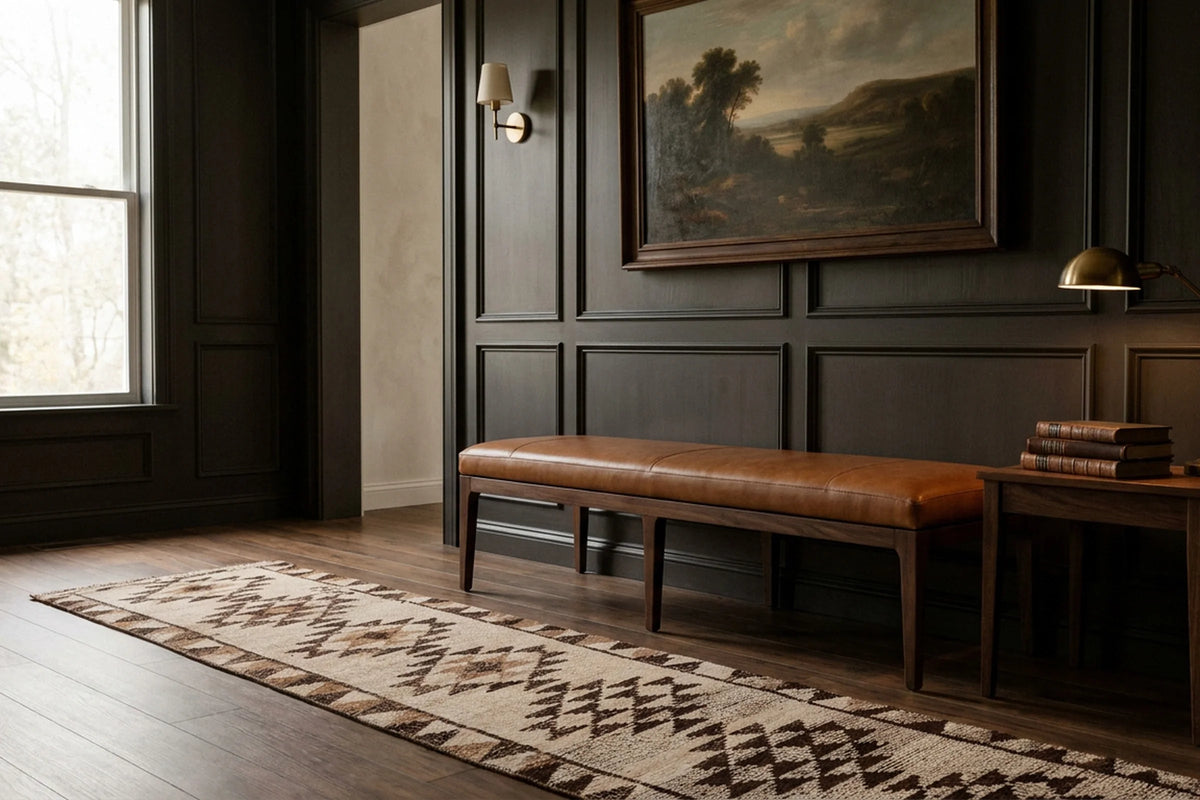 Persian Style Runner Rug in a styled room