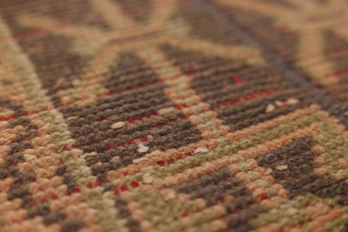 Vintage Konya Turkish Runner Rug 1x9 ft — Brown & Orange Patchwork
