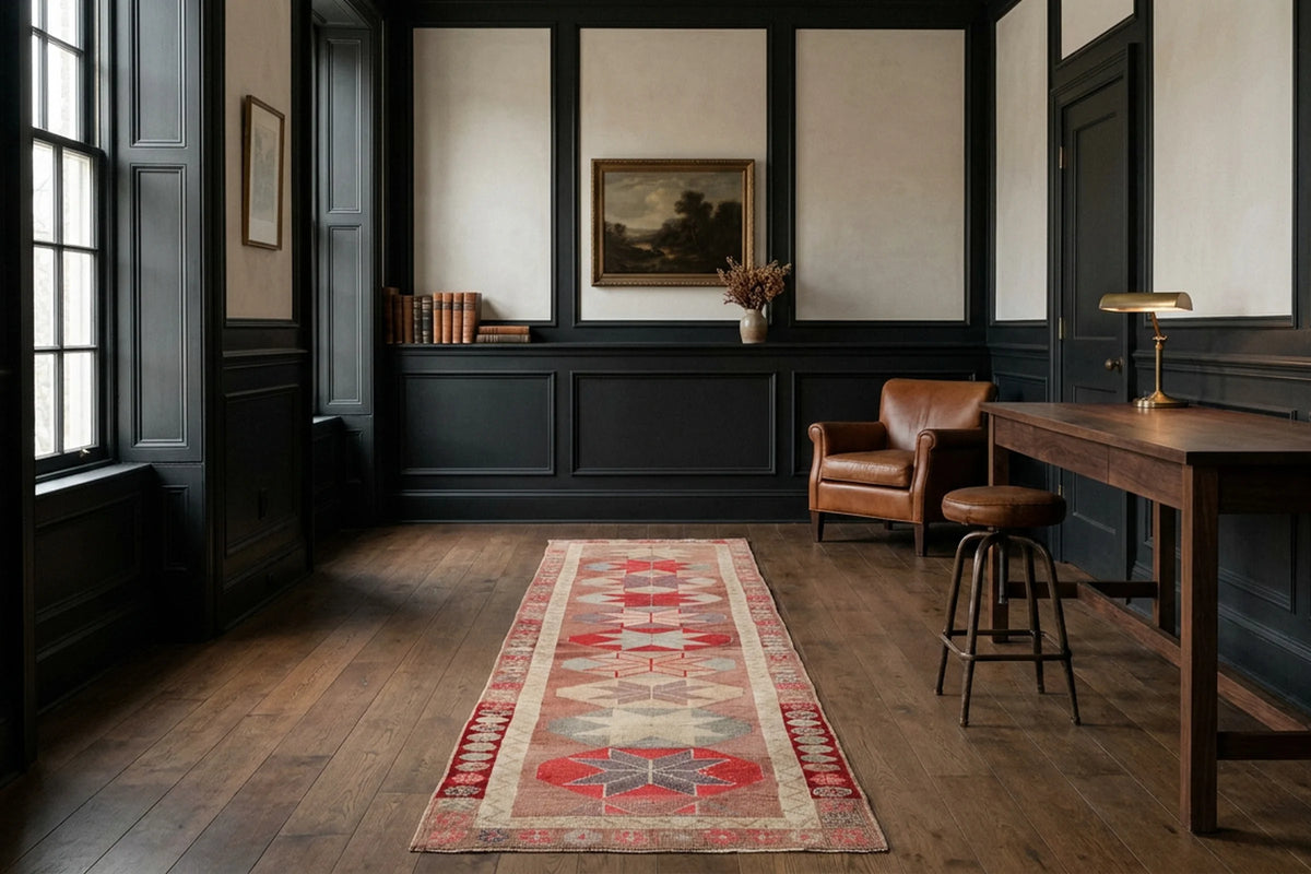 Persian Style Runner Rug in a styled room