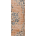 Vintage Isparta Turkish Runner Rug 2x10 ft — Orange & Blue Floral