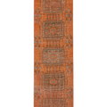 Vintage Konya Turkish Runner Rug 2x11 ft — Orange & Brown Geometric