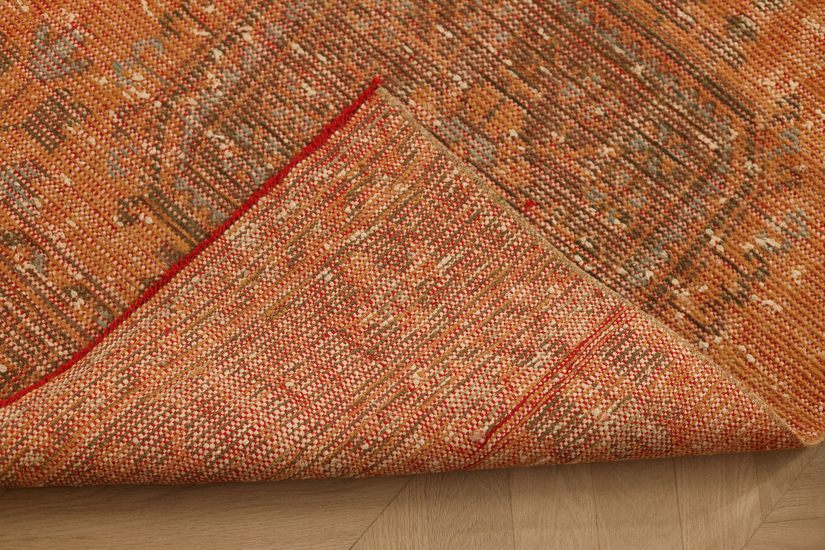 Vintage Konya Turkish Runner Rug 2x11 ft — Orange & Brown Geometric