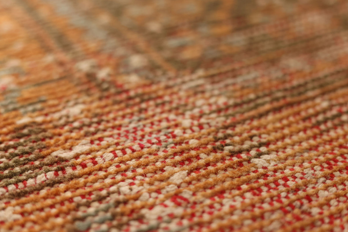 Vintage Konya Turkish Runner Rug 2x11 ft — Orange & Brown Geometric