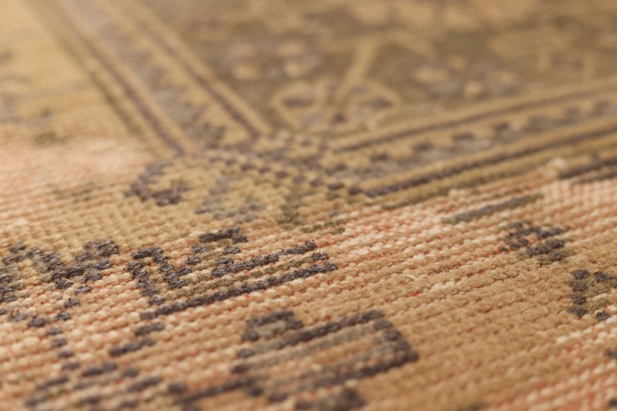 Vintage Konya Turkish Runner Rug 3x10 ft — Beige & Brown Geometric