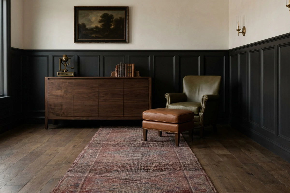 Persian Style Runner Rug in a styled room