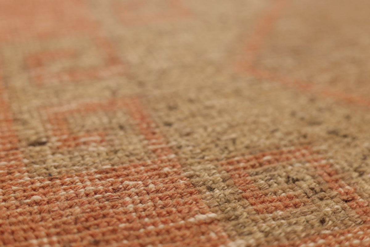 Vintage Malatya Turkish Runner Rug 3x12 ft — Orange & Brown Geometric