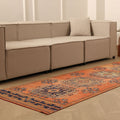 Vintage Konya Turkish Runner Rug 3x10 ft — Orange & Blue Floral