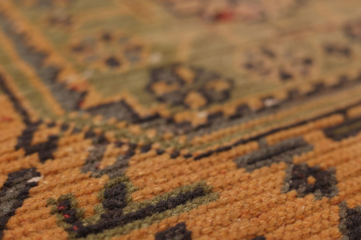 Vintage Konya Turkish Runner Rug 3x11 ft — Orange & Brown Geometric