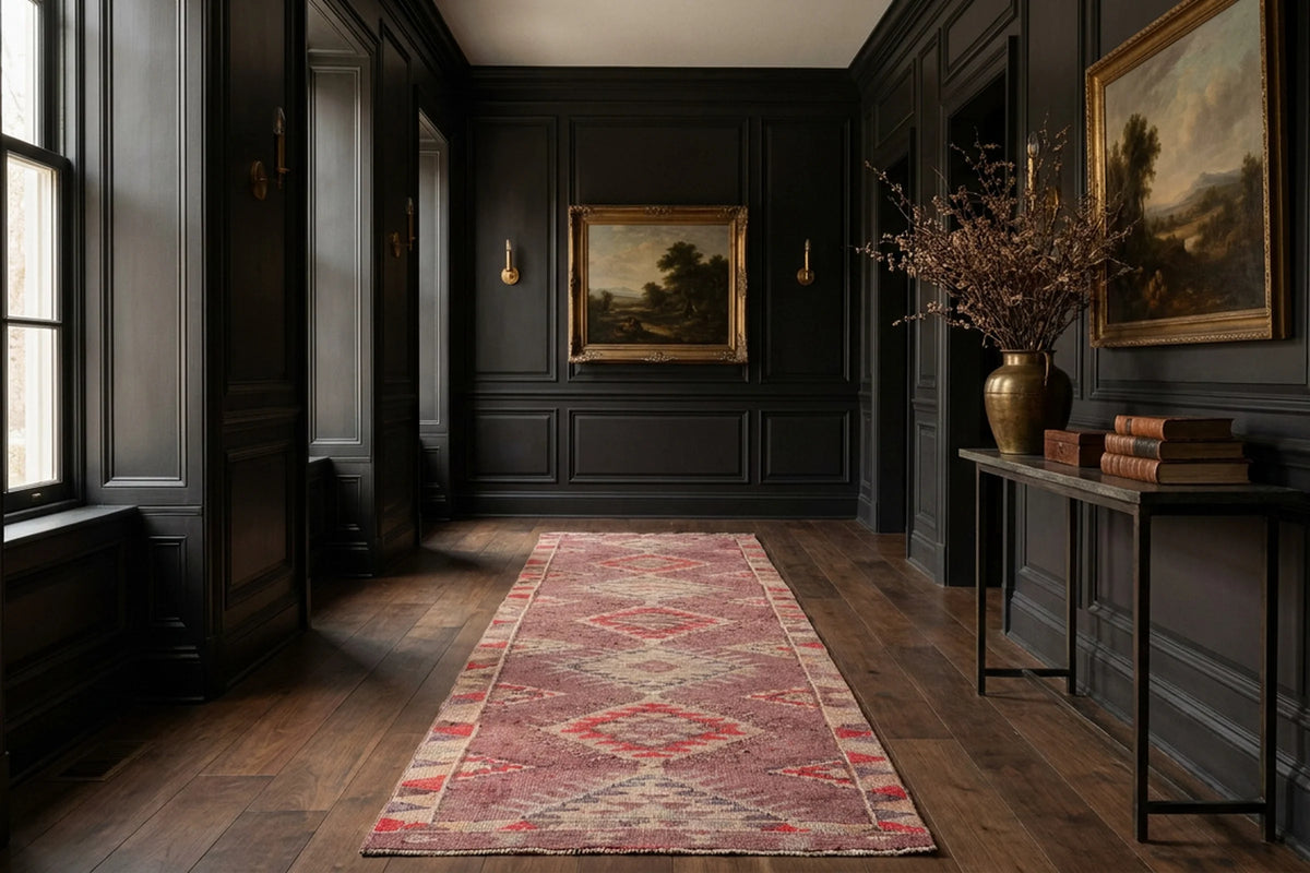 Persian Style Runner Rug in a styled room