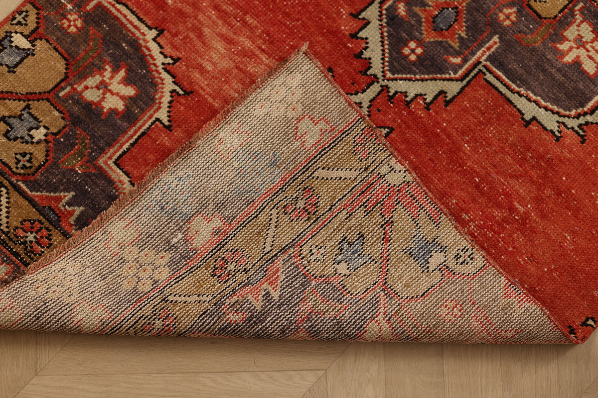 Vintage Konya Turkish Runner Rug 2x11 ft — Red Floral