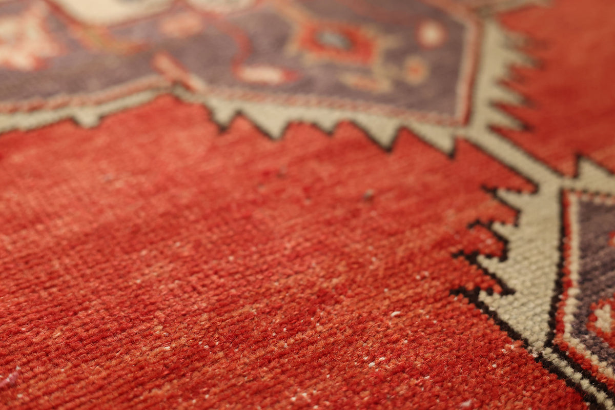 Vintage Konya Turkish Runner Rug 2x11 ft — Red Floral