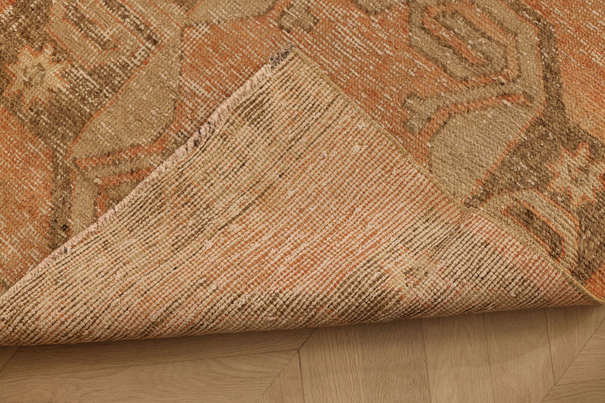 Vintage Malatya Turkish Runner Rug 2x11 ft — Orange & Brown Geometric (No. 21220)