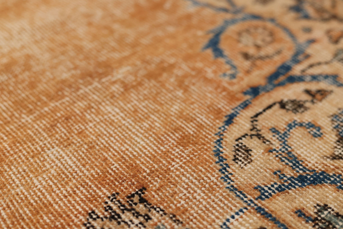 Vintage Isparta Turkish Runner Rug 2x10 ft — Orange & Blue Floral (No. 21223)