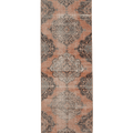 Vintage Konya Turkish Runner Rug 3x11 ft — Orange & Gray Geometric