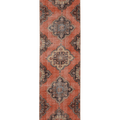 Vintage Konya Turkish Runner Rug 3x12 ft — Red & Brown Floral
