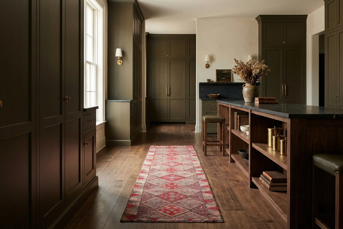 Persian Style Runner Rug in a styled room