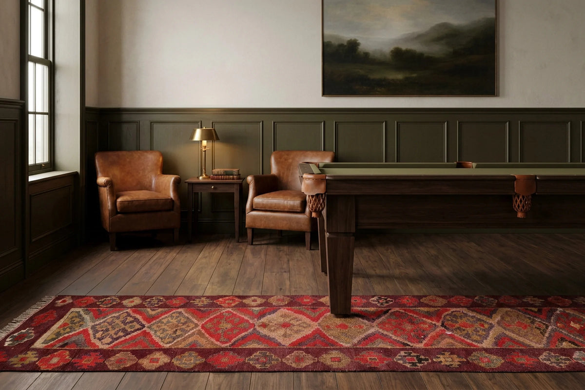 Persian Style Runner Rug in a styled room