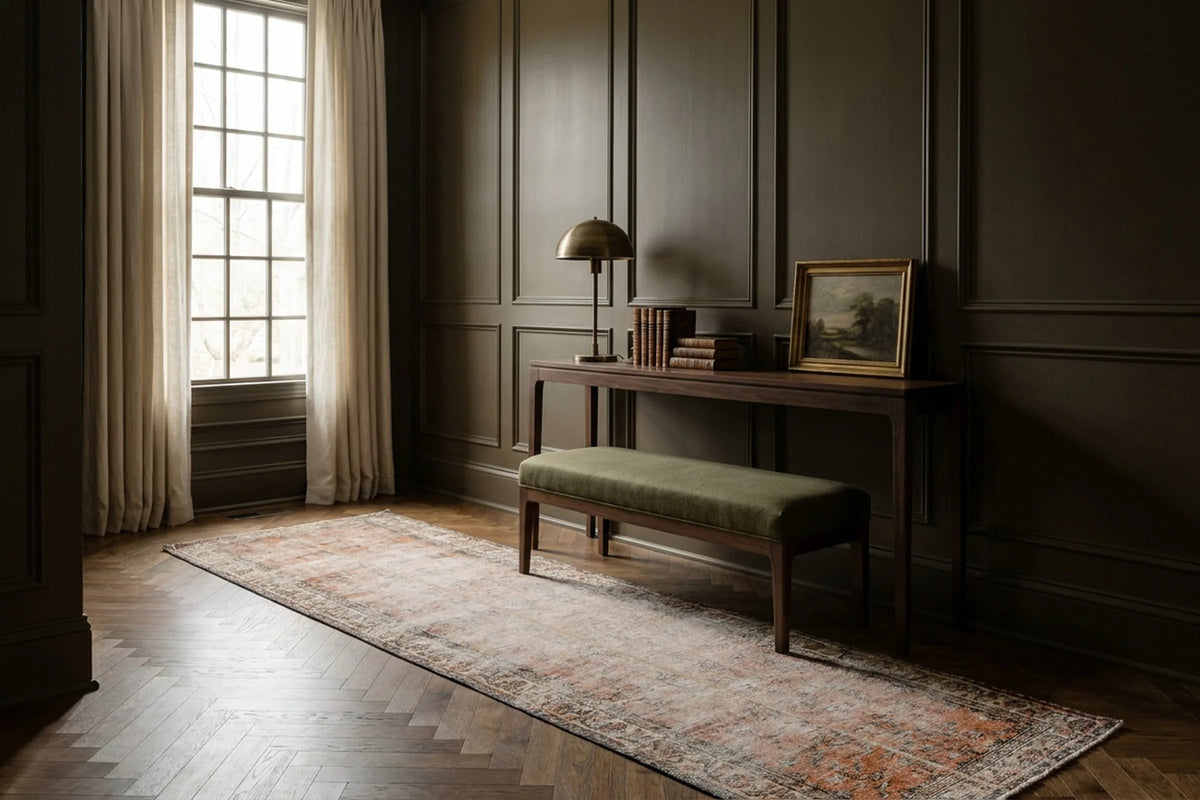 Patchwork Runner Rug in a styled room