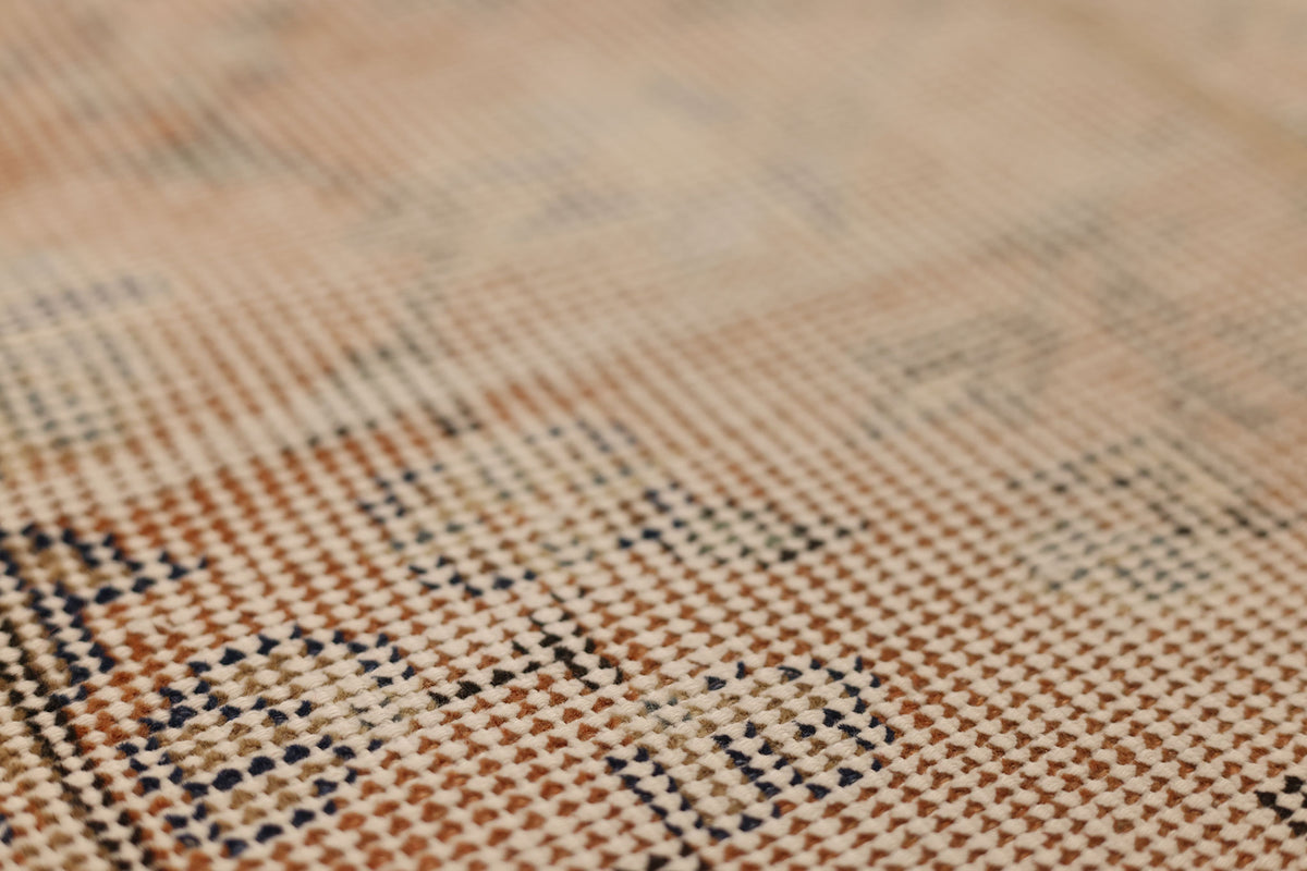 Vintage Isparta Turkish Runner Rug 2x9 ft — Beige & Orange Patchwork